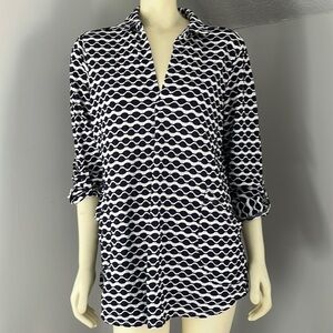 FORCYNTHIA Beachwear Women’s Swimsuit Cover Up Tunic Dress Navy Blue White XL